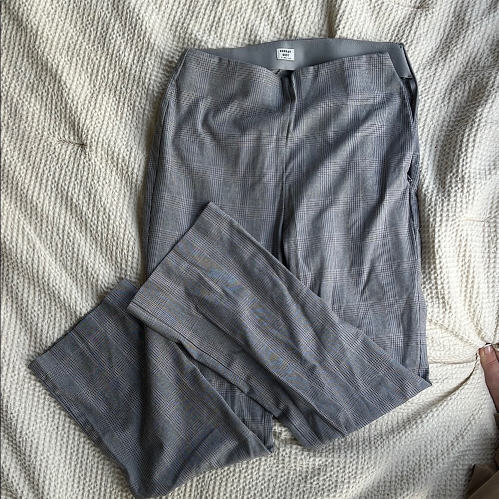 Aritzia Sunday Best Gray Plaid Trousers